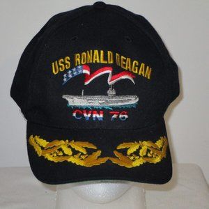 USS Ronald Reagan CVN 76 Officers Hat Snap Back USA Made Vintage # 353